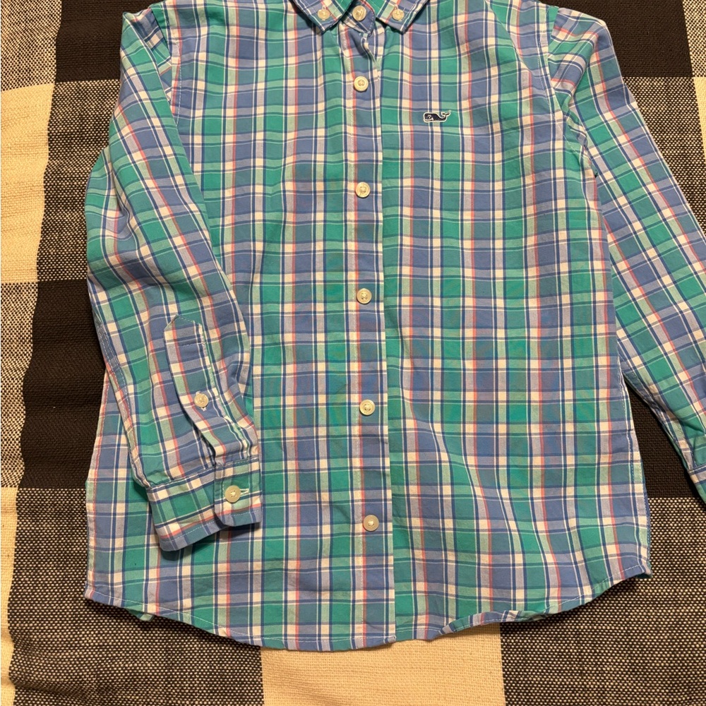 Boy's Performance Vineyard Vines Plaid Button Down Collared Shirt